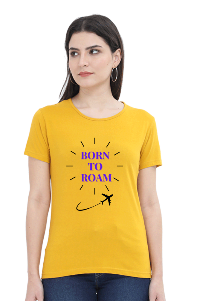 Women-T Shirt-printed-Born To Roam