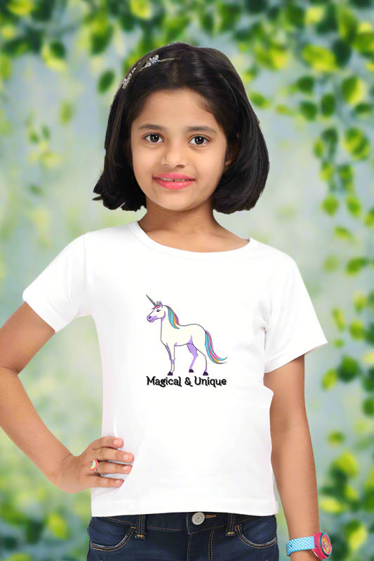 Girl's T-Shirt-Printed-Unicorn-Magical & Unique-Vinyl Print