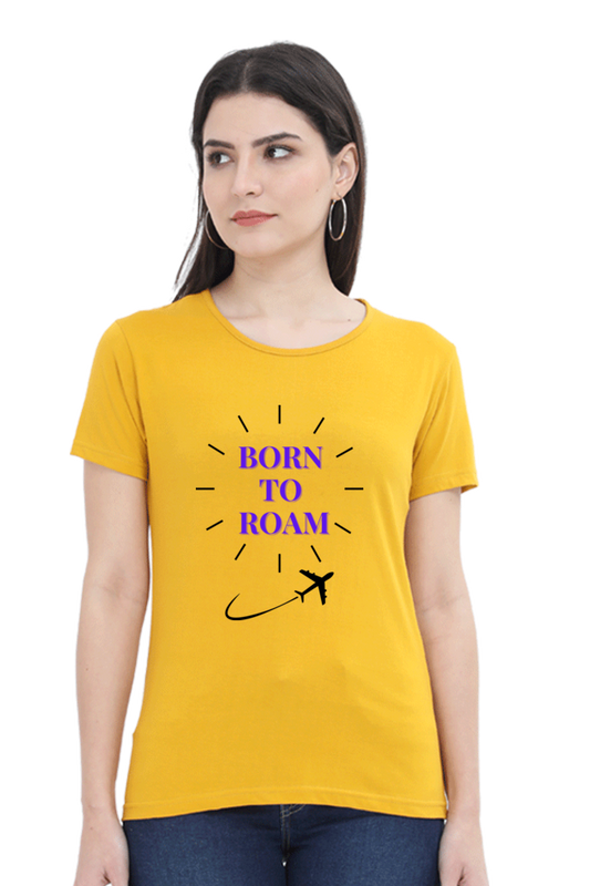 Women-T Shirt-printed-Born To Roam